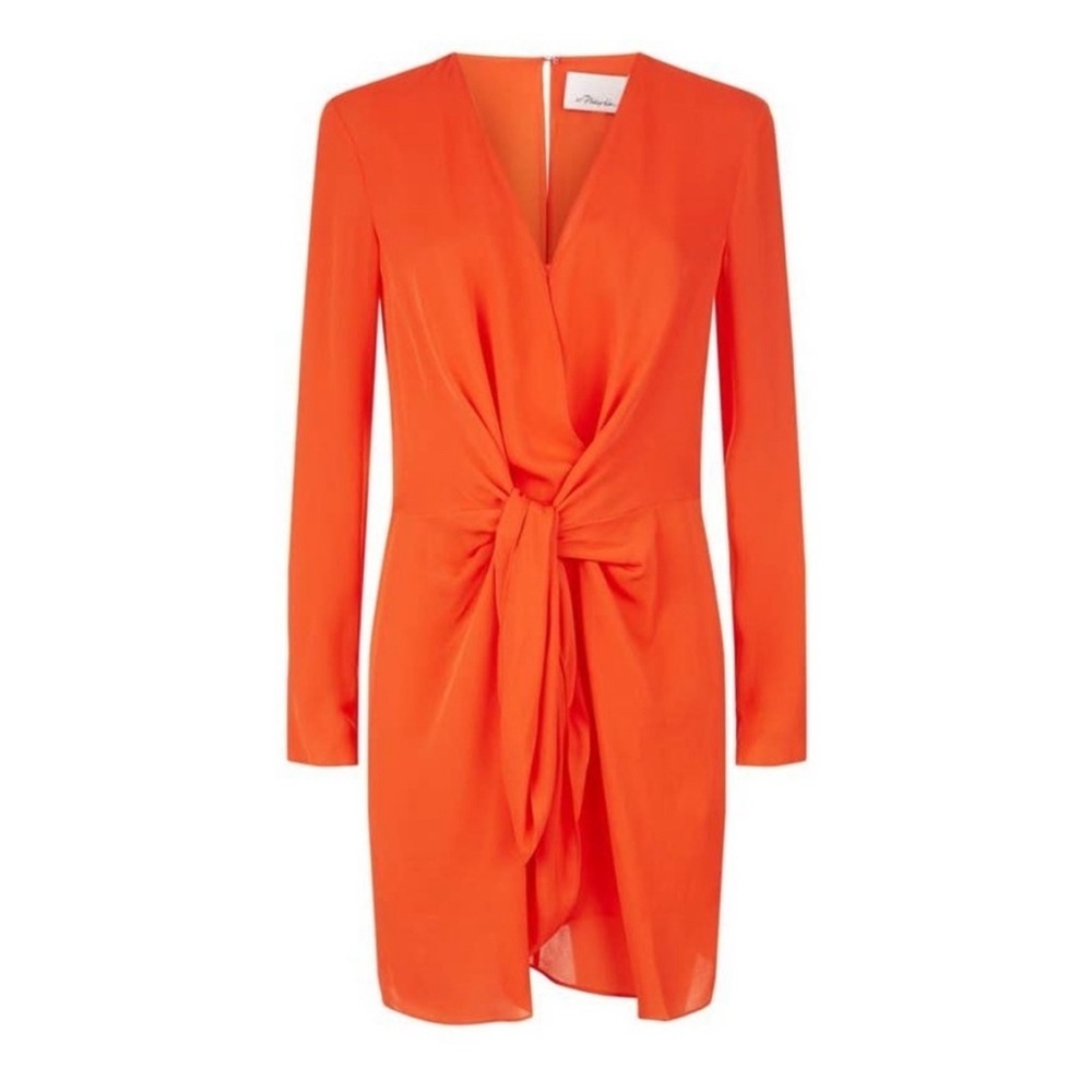 3.1 Phillip Lim Coral Orange 100% Silk Dress Resort Wear Sz 0